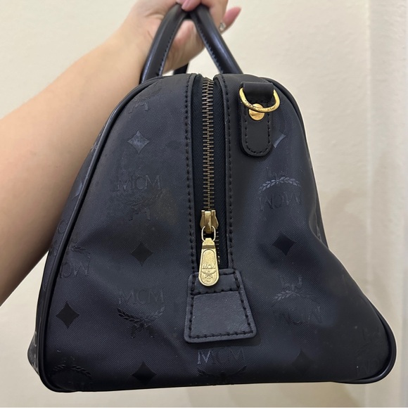 MCM Black Boston Monogram Nylon Handbag - Picture 5 of 16